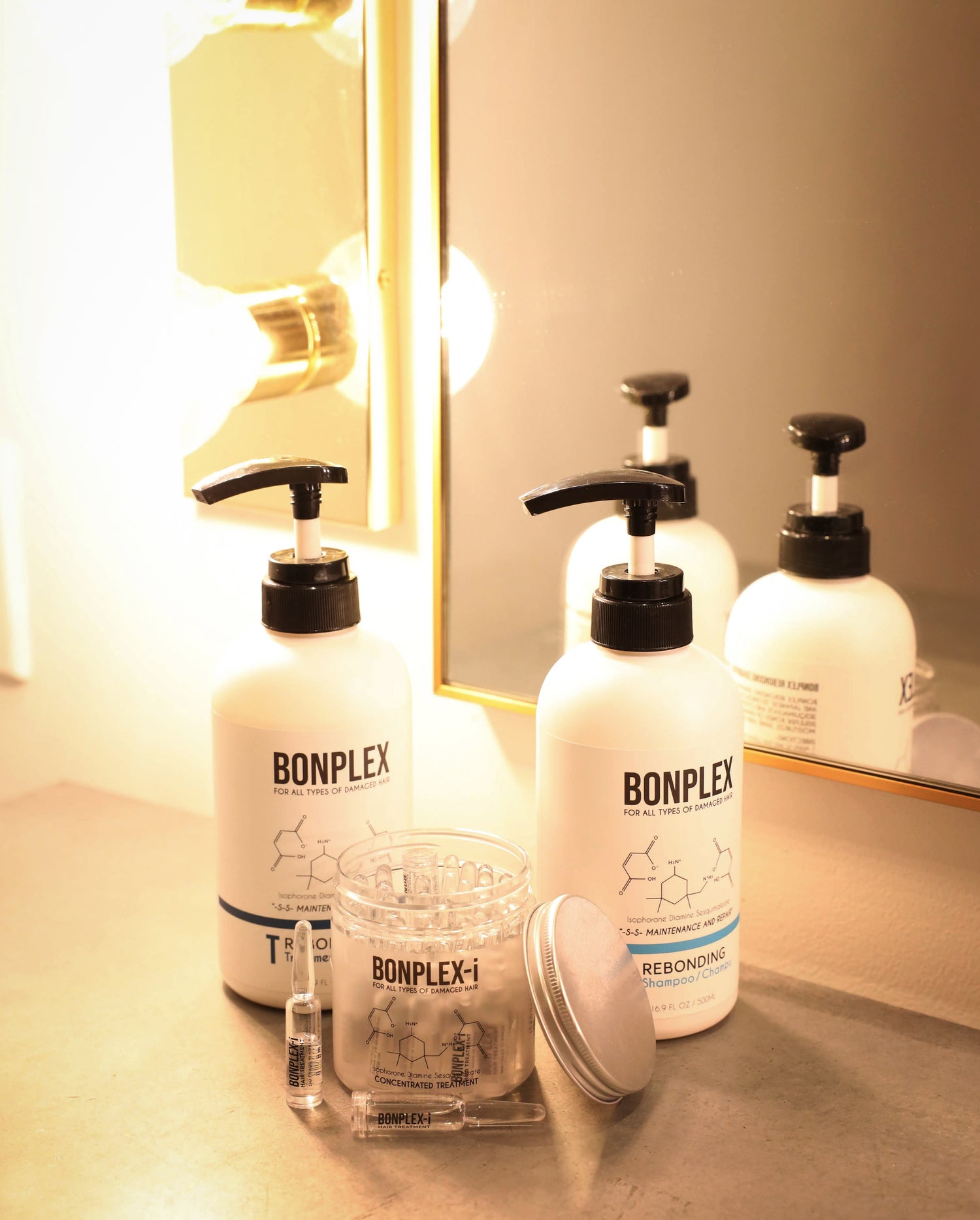 Bonplex Rebonding Shampoo Treatment and Ampoule trio set