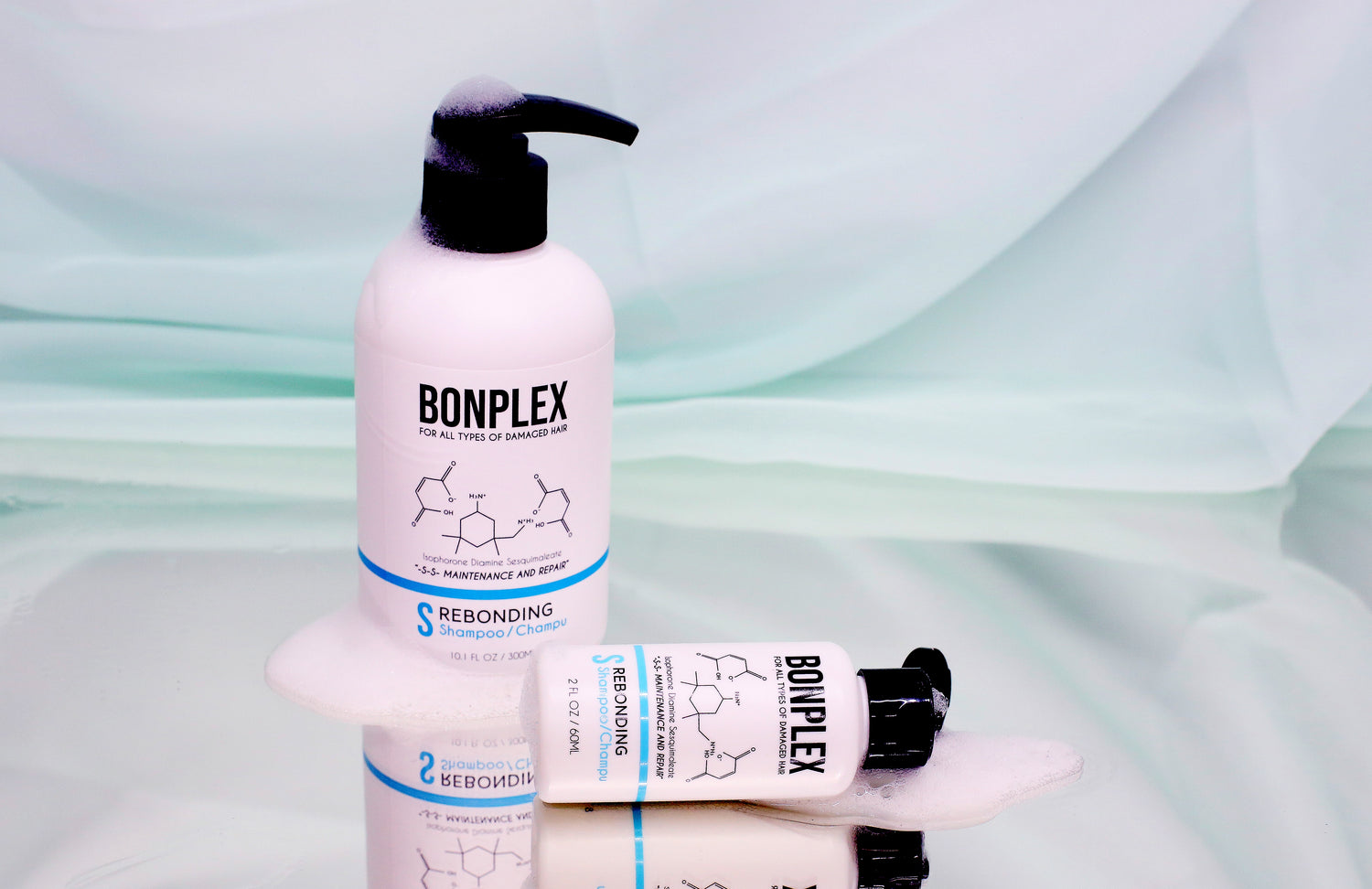 Bonplex Rebonding Shampoo mirror mint green set