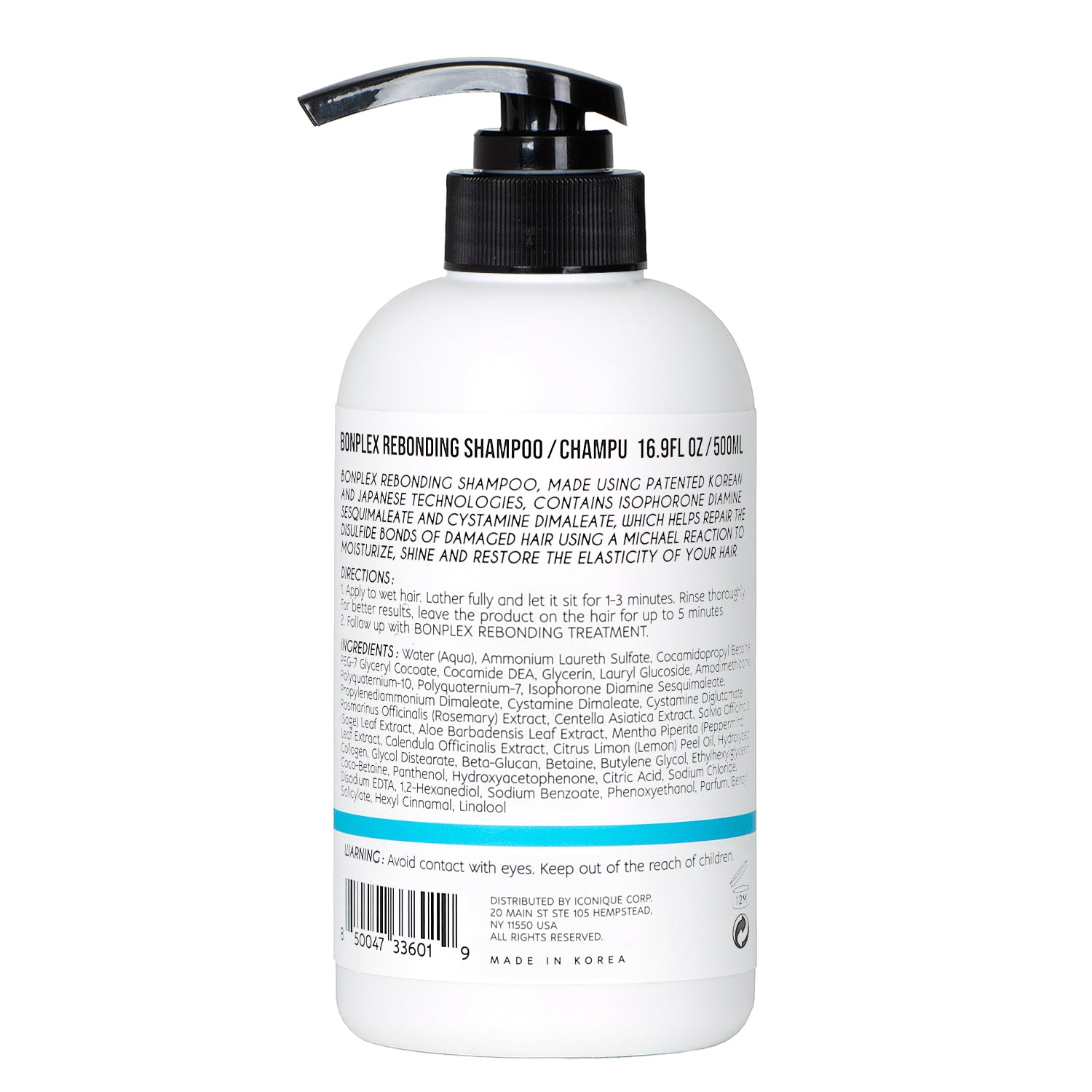 Bonplex Rebonding Shampoo for damaged hair 16oz back
